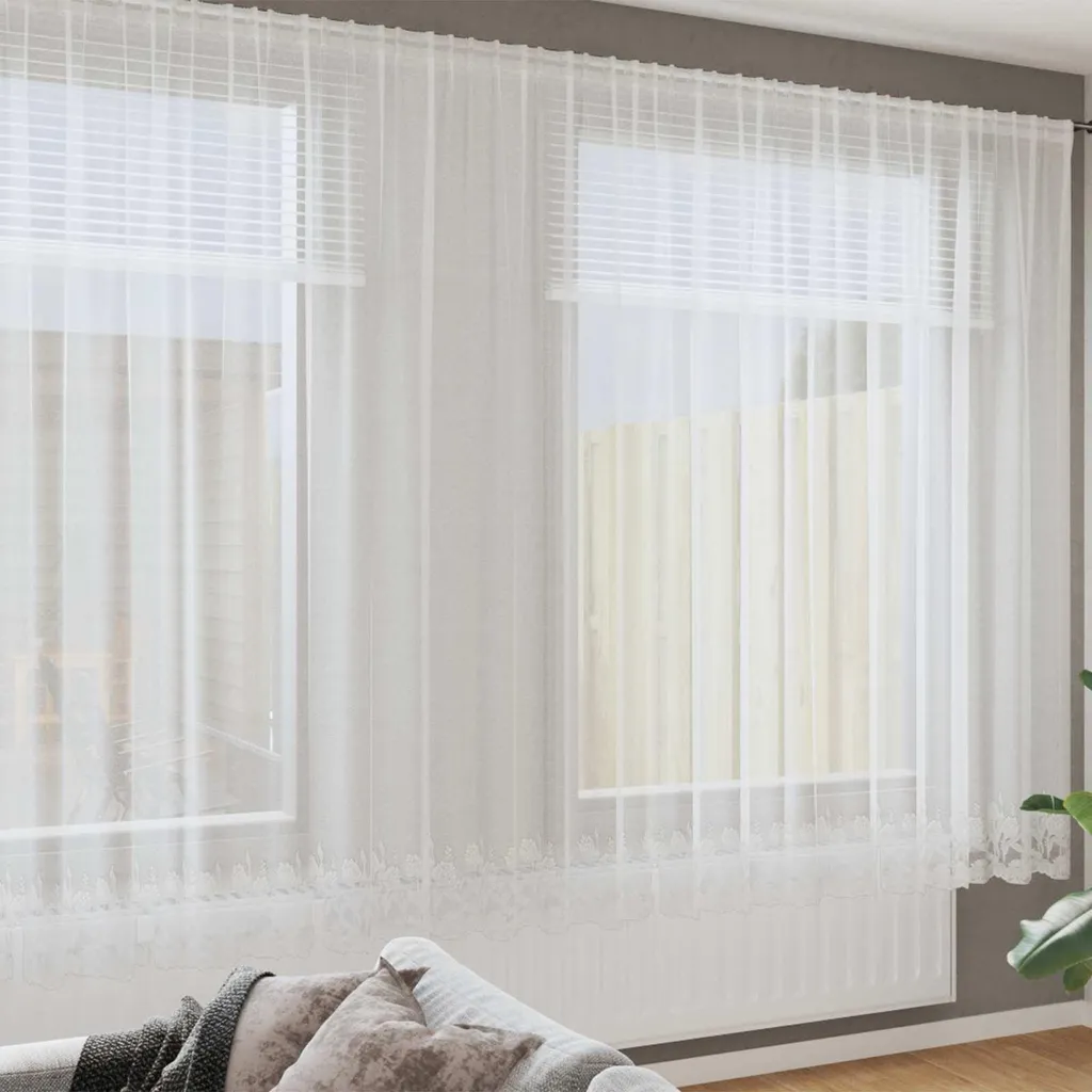 Tenda in Pizzo Bianco 220x900 cm - Tende Floreali Shabby Chic Poliestere