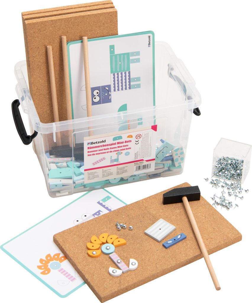 Betzold Hämmerchenspiel-Set, Hammerspiel für Motorik/Geschicklichkeit, Ausführung: Minibots