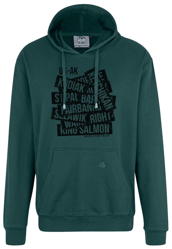 Übergrößen Kapuzen-Sweatshirt AHORN SPORTSWEAR Kodiak schwarz Bottle Green 4XL