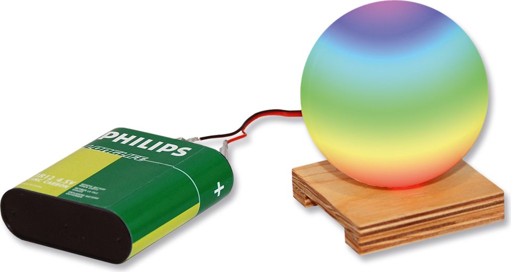 matches21 LED Lichtkugel Lichtspiel mit Farbwechsel aus Kunststoff und Holz Bausatz Bastelset Werkset f. Kinder ab 12 Jahren