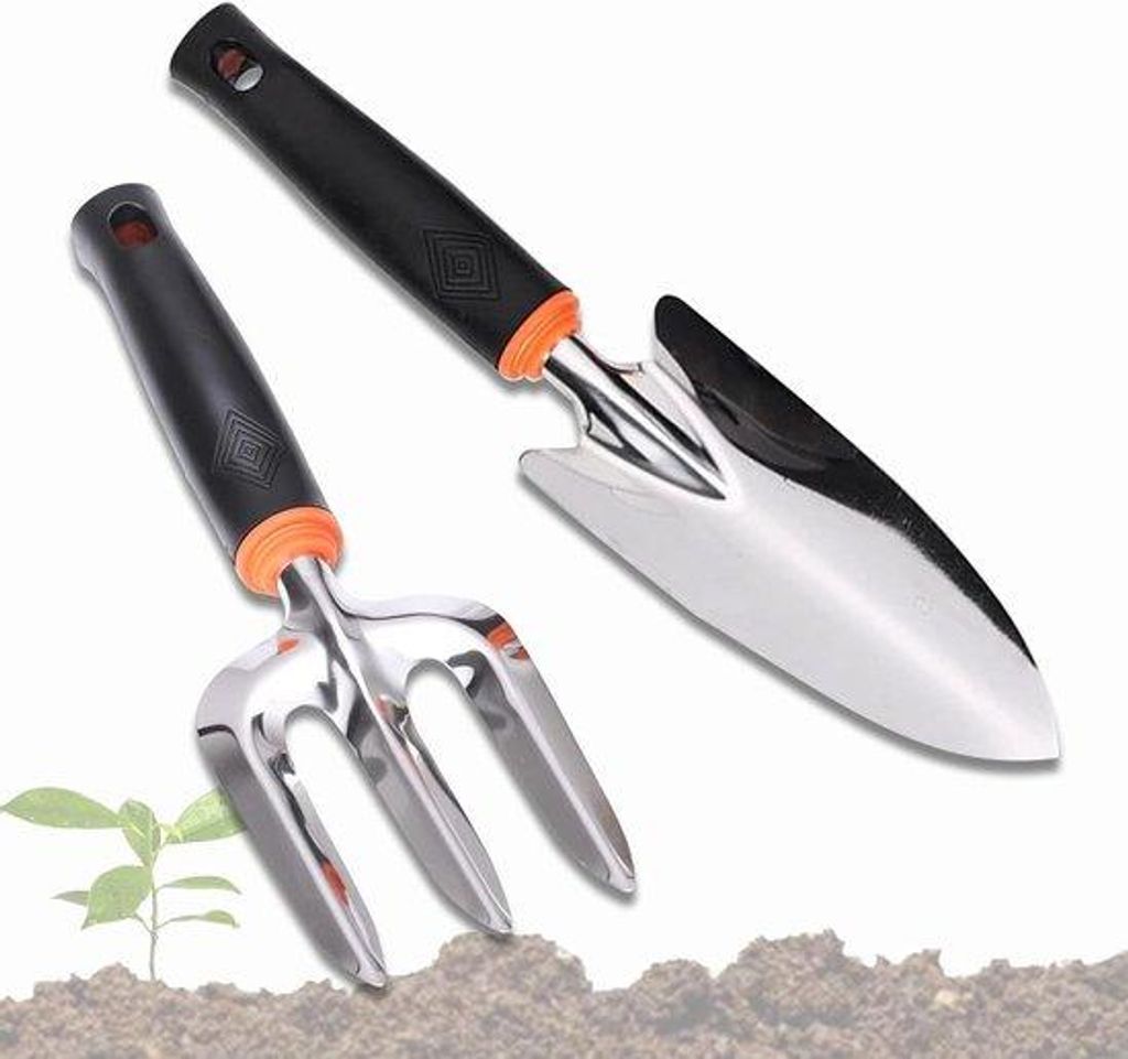 Ergonomische Garten Schaufel Set aus 2 Teilen mit Gummi-Griff