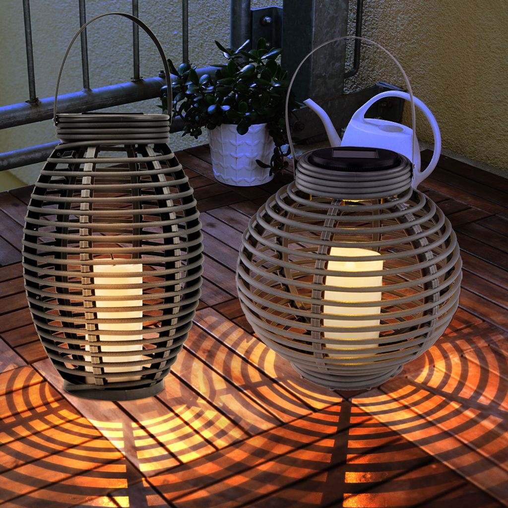 LED Solarleuchte Rattan Stehleuchte Gartenlampe Außenleuchte Kaffee 2 Größe