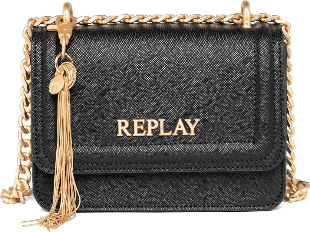 Replay Crossbody Bag Black/Gold - Borsa Donna Compatta e Funzionale - 1