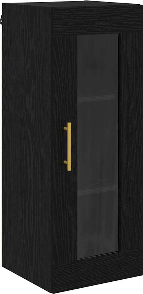 Wandschrank Schwarz Eichen-Optik 34,5 x 34 x 90 cm
