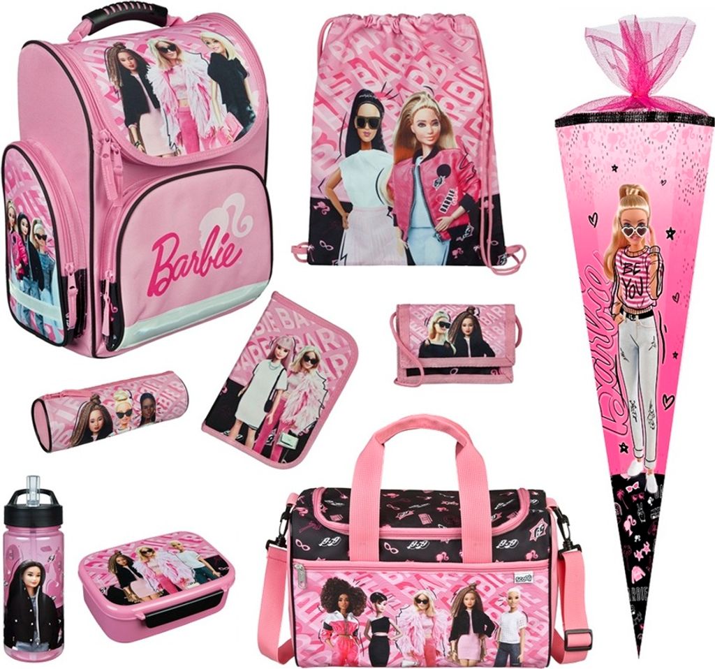 Mädchen Schulranzen 1. Klasse BARBIE 10-teiliges Set mit Produktbild 