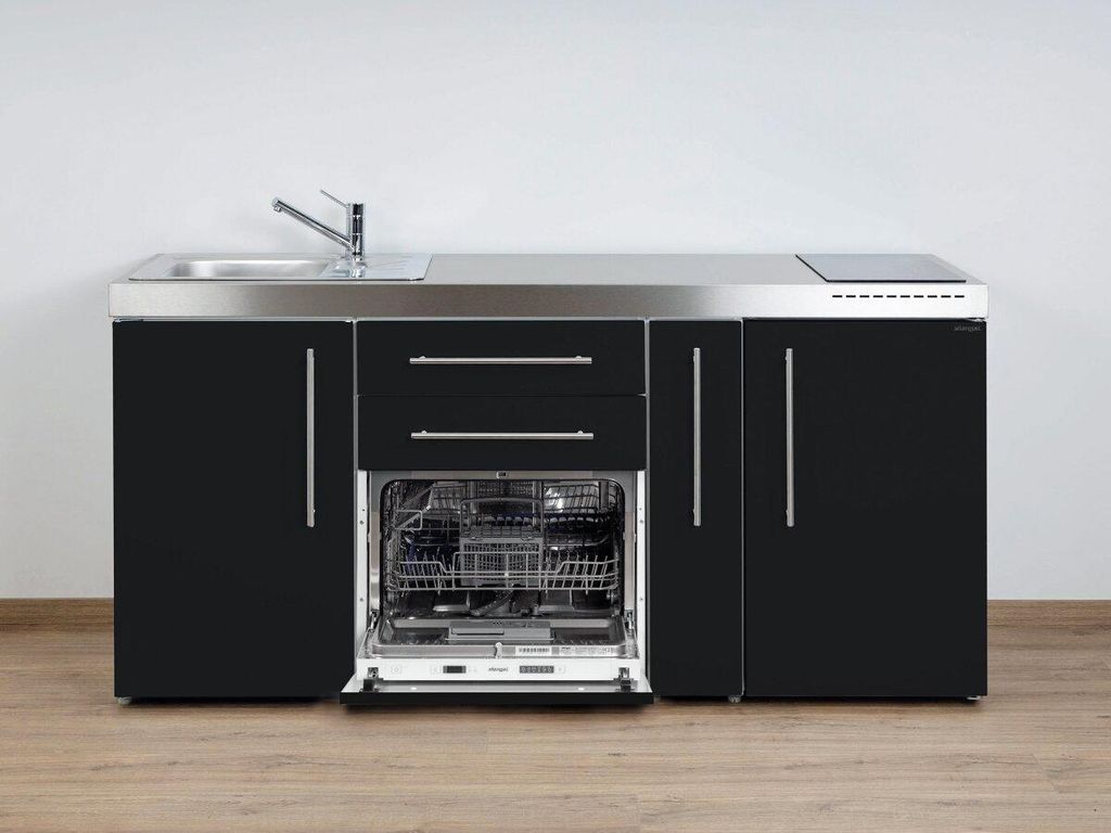 Stengel Miniküche MPGS 180 A,KGI Schwarz mit Kühlschrank und Geschirrspüler