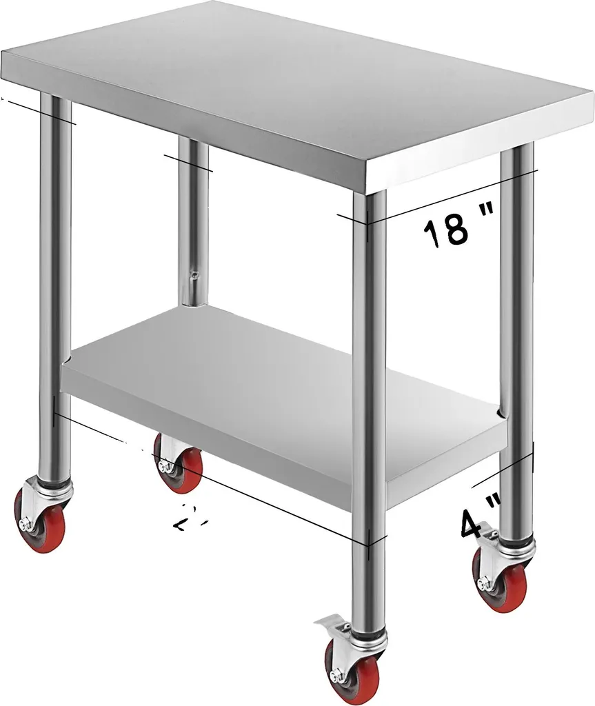 Table de travail inox mobile pour optimiser votre cuisine étroite
