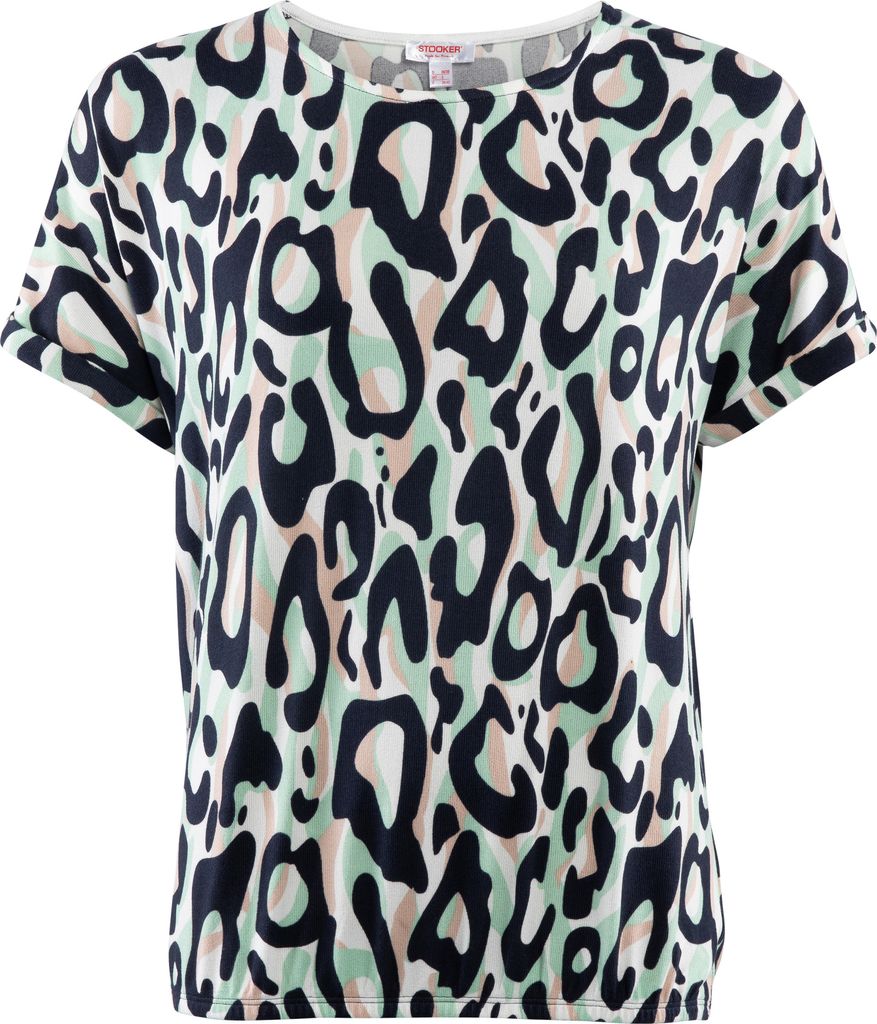 Stooker Women STCLEA PRINT Damen T-Shirt Regular Fit 44/46 green abstract leo aop