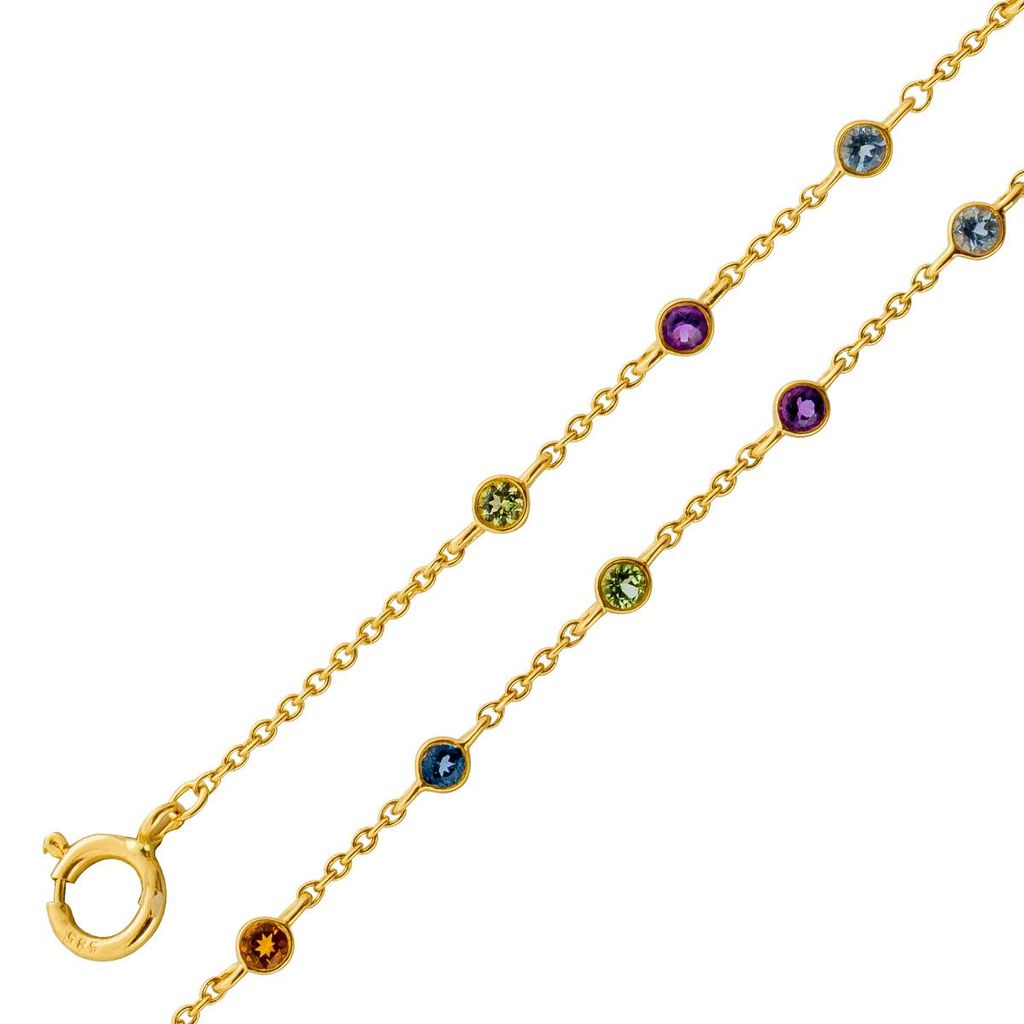 Amethyst Armband Gold 585 14K Nat Citrine Peridot Swiss London Blautopase 16