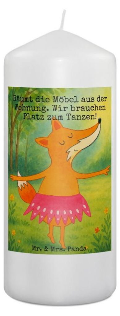 Mr. & Mrs. Panda Kerze Fuchs Ballerina Design 19 x 8 cm - Weiß - Geschenk, Stumpenkerze, Bedruckte, Erinnerungslicht, Erinnerungskerze, Party, Bal...