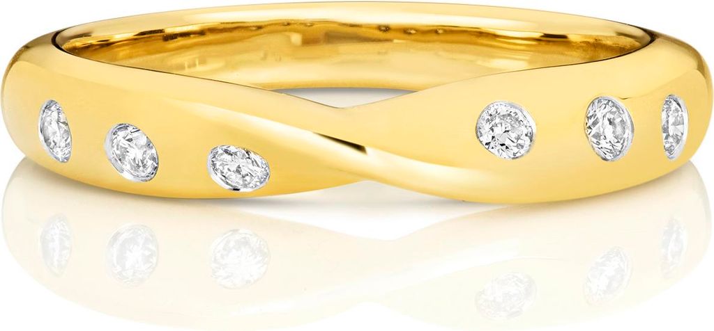 18 Karat (750) Gold 3,7mm Slight Court Form Diamant Trauring/Ehering/Hochzeitsring Brillant-Schliff 0.13 Karat G - SI1, 54 (17.2); TRS3685118KYRSN