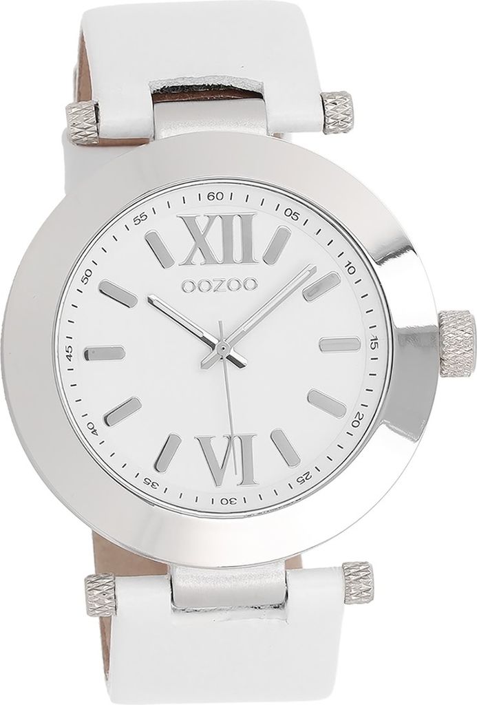 Oozoo Leder Herren Uhr matt Analog Quarzuhr Armband weiß Vintage Series D2UOC5755A