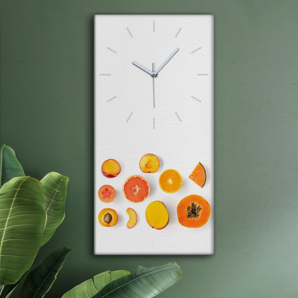 Wohnzimmer Leinwand Uhr Geräuschlos Küche 30x60 Weiße, Farbige, Früchte, weiße Zeiger