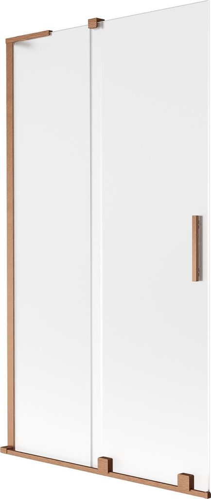 Mexen Velar L Badewannenabtrennung 2-flügelig, verschiebbar, 100 x 150 cm, matt, gebürstetes Kupfer - 896-100-003-31-65