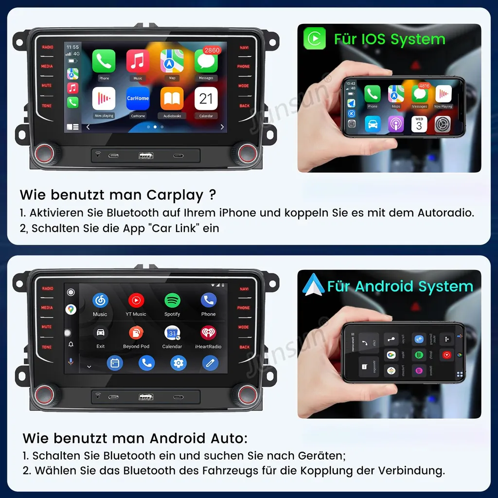Offerta Autoradio Android 128GB VW Golf Passat CarPlay Wireless GPS - 15