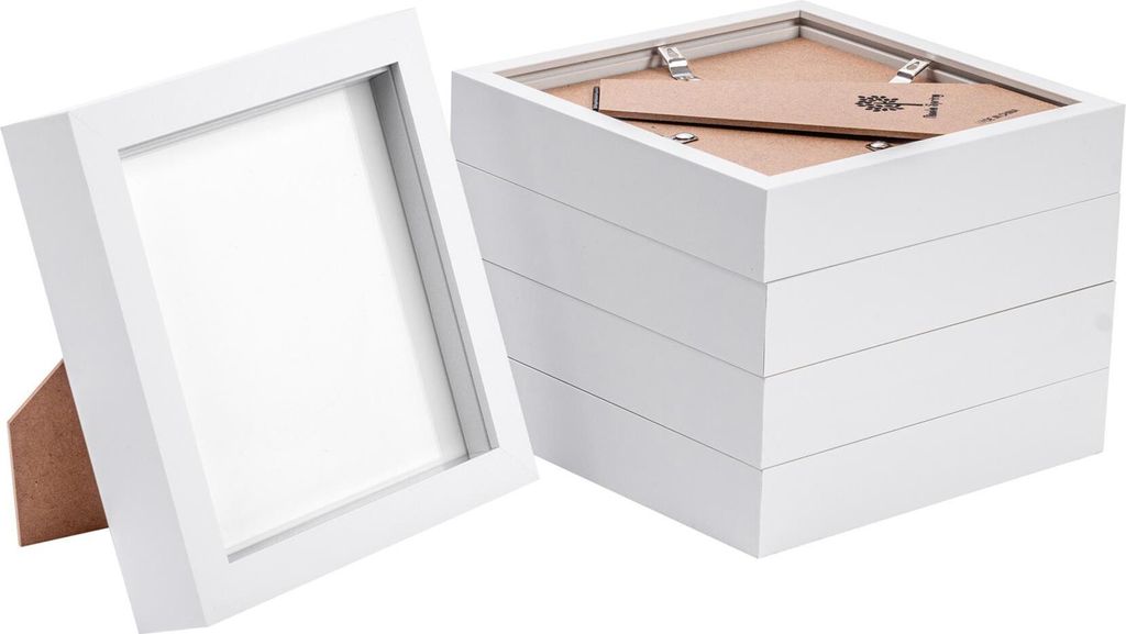 5x weiß 6 "x 6" 3D Box Fotorahmen - stehendes hängendes Produktbild 