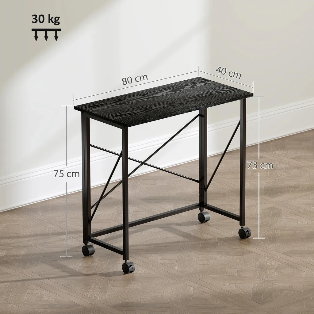 Table d'ordinateur pliable noire 80x40 cm - Bureau d'appoint mobile bois - 6