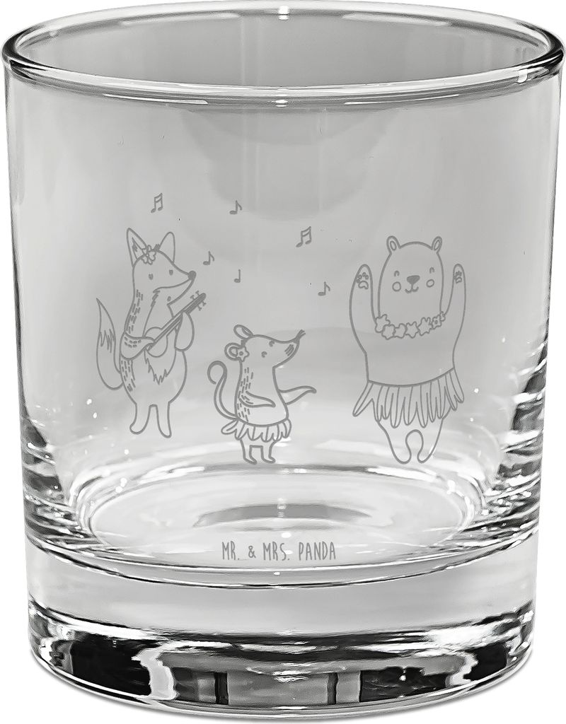Mr. & Mrs. Panda Glas Waldtiere Aloha - Transparent - Geschenk, Tumbler, Wald, Gute Laune, Tanzen, Gin, Musik, Bär, Igel, gravur, für