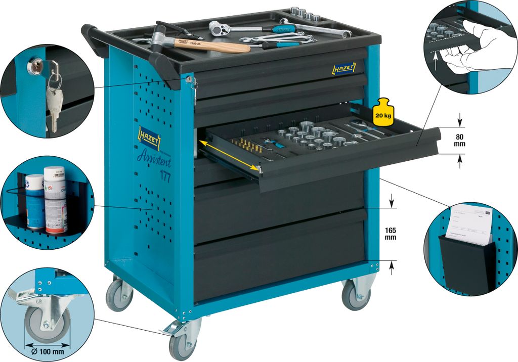 Wózek warsztatowy 177-7 913x778x796mm Hazet Zdjęcie produktu 