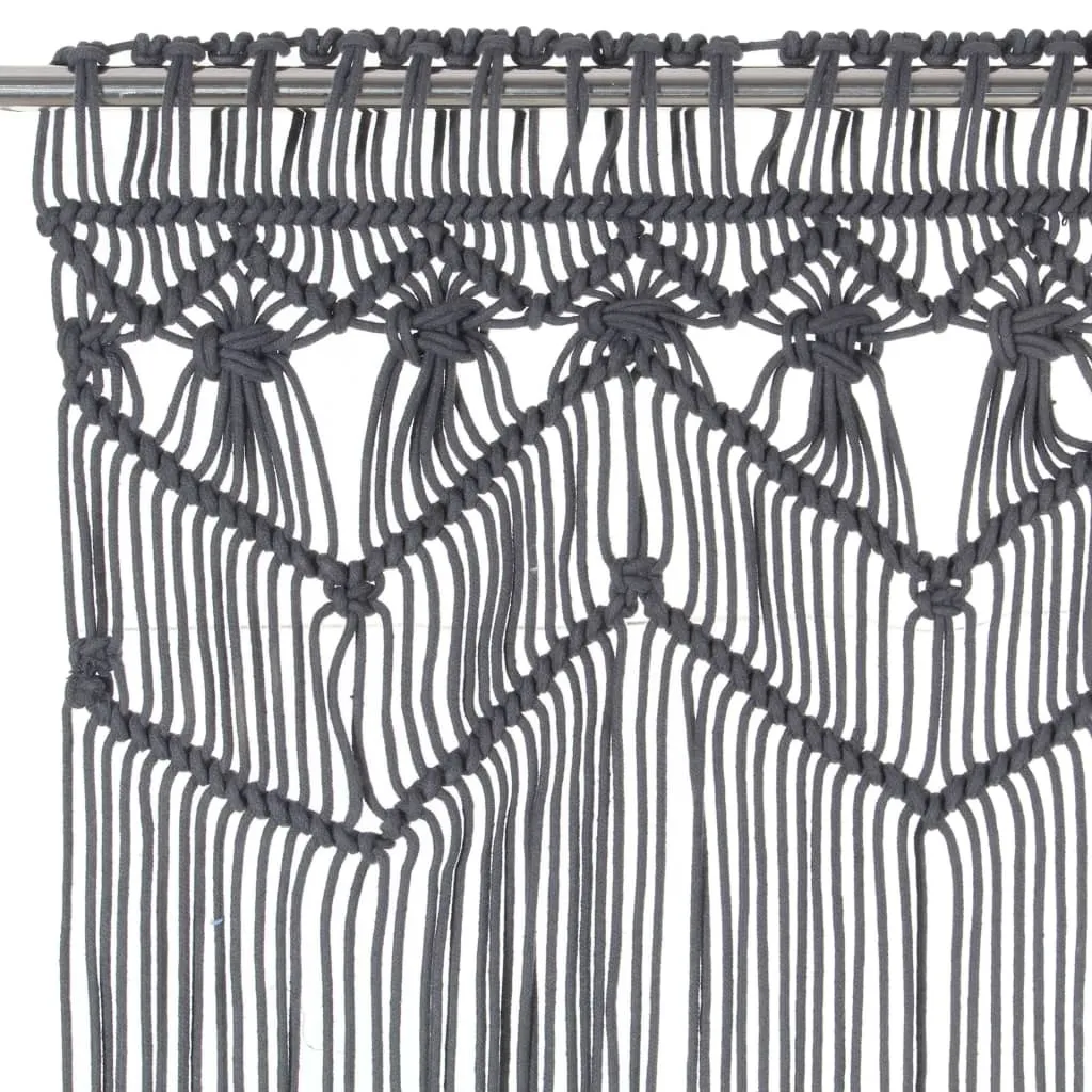 Tenda in Cotone Intrecciato Macramè Grigio Antracite 140x240 cm - 3