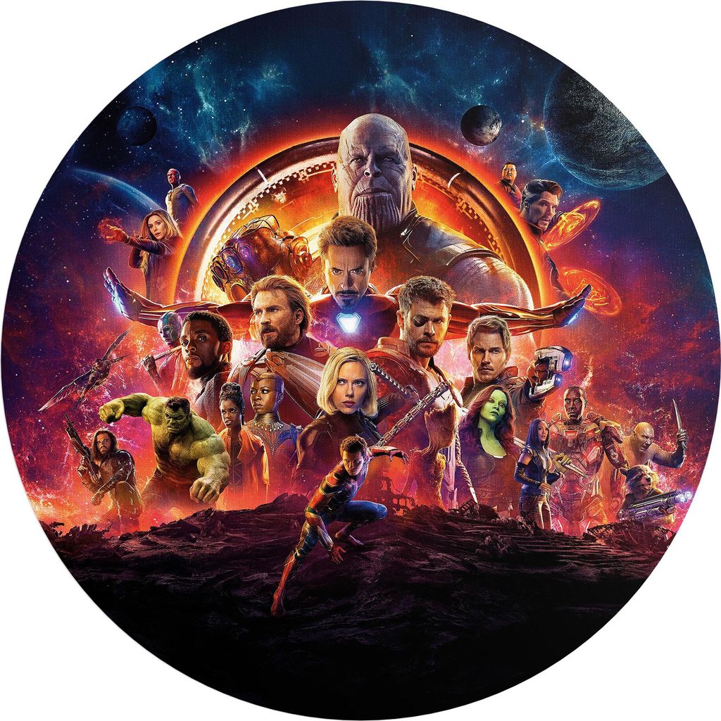 DEQORI Fototapete rund Ø 80 cm 'Avengers Infinity War' Wand Tapete Leinwand Sticker