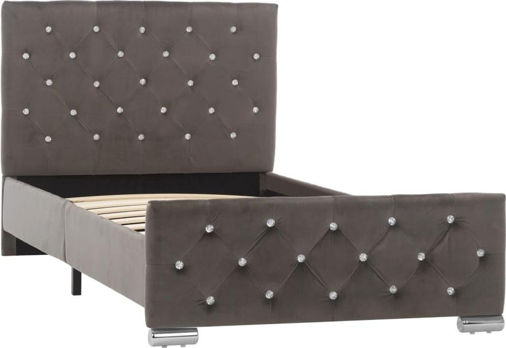 vidaXL Postel Grey Velvet 90x200 cm Obrázek produktu 