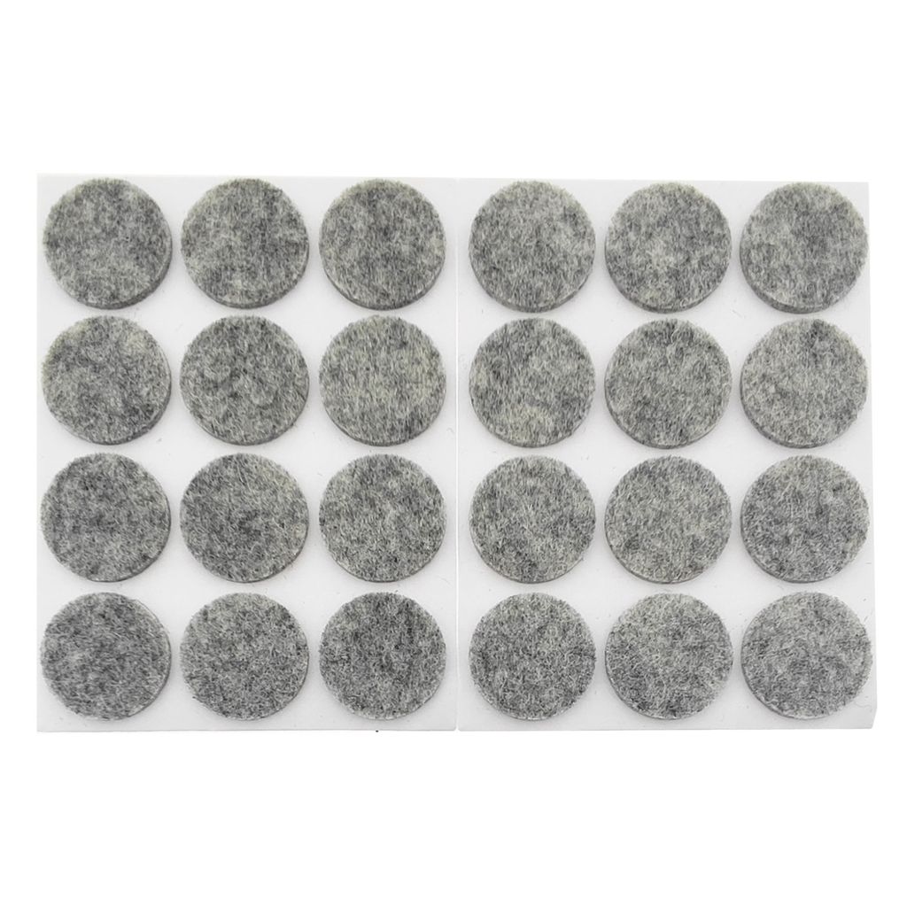 A sheet of round, gray felt furniture pads.