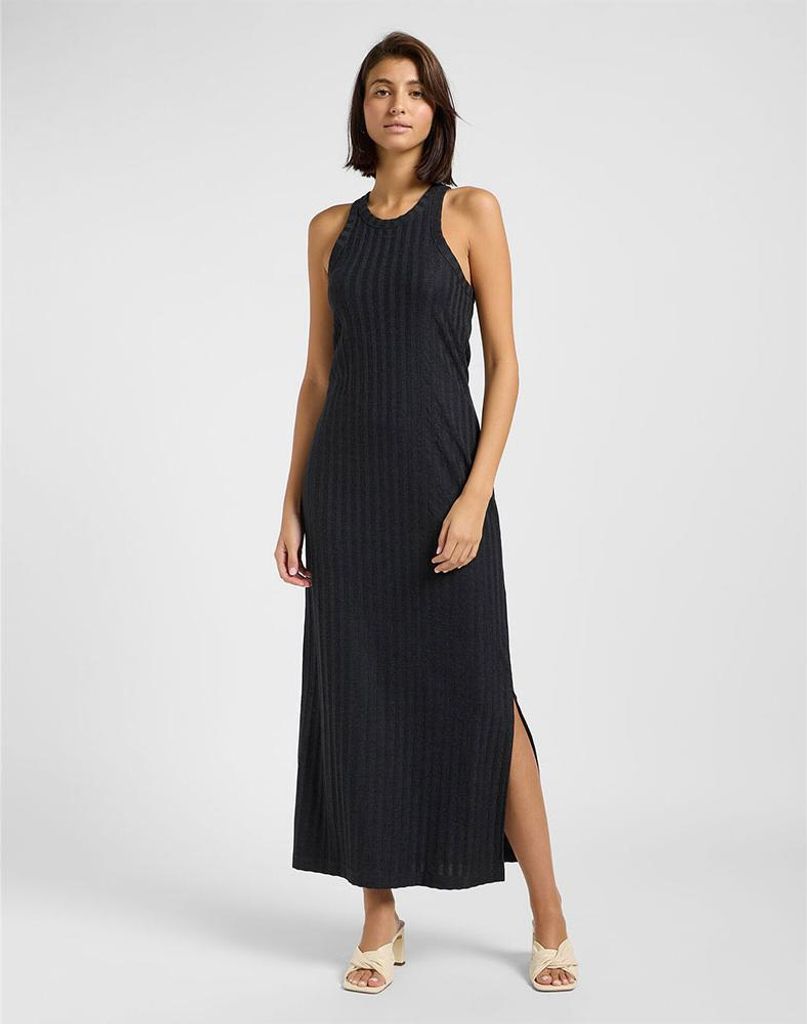 Lee Rib ärmelloses Langes Kleid Schwarz XS Frau Schwarz XS