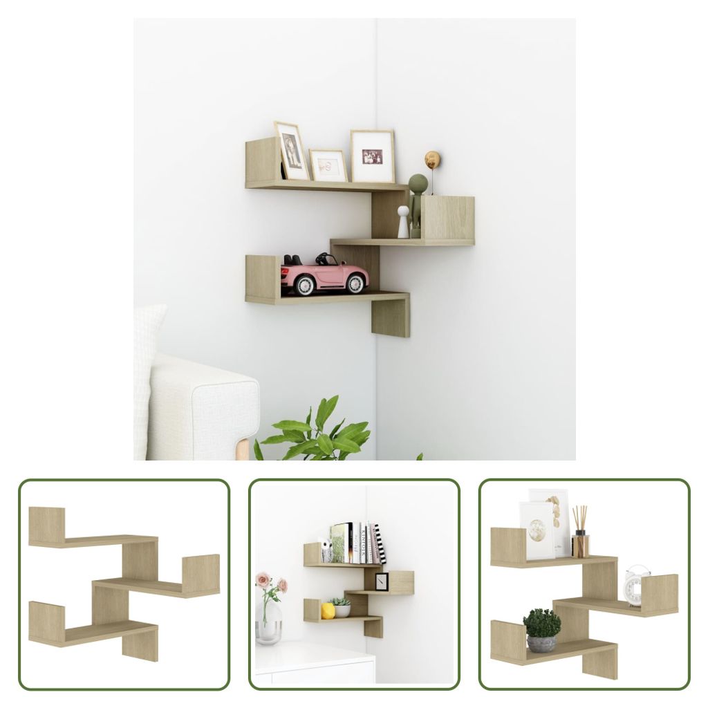 The Living Store Wand-Eckregal Sonoma-Eiche 40x40x50 cm Holzwerkstoff
