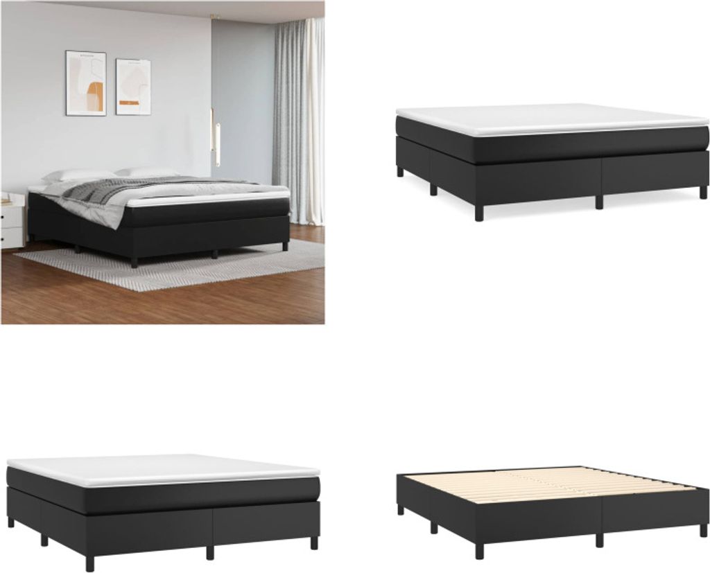 vidaXL Boxspringbett Schwarz 160x200 cm Kunstleder - Boxspringbett - Boxspringbetten - Bett - Schlafzimmermöbel