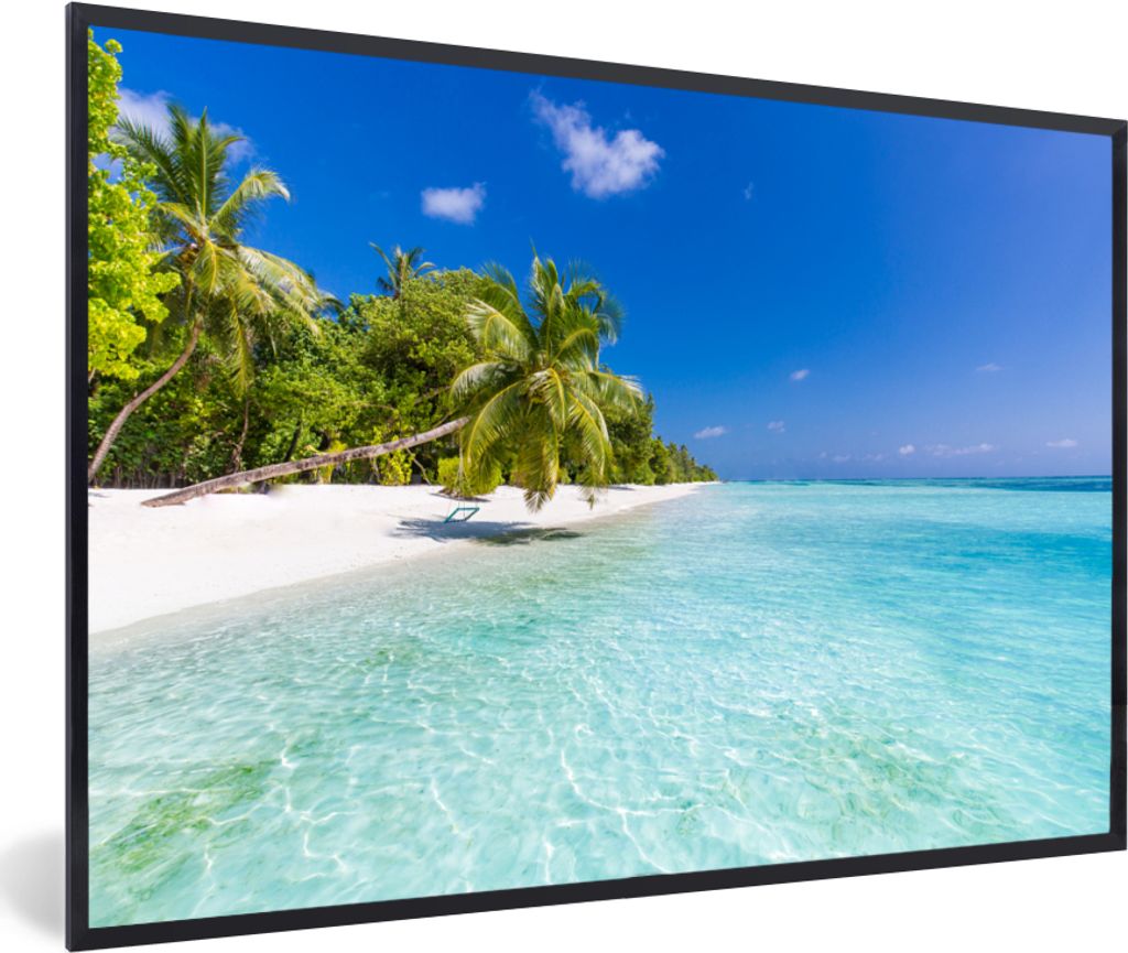 MuchoWow MuchoWow Gerahmtes Poster Meer - Tropen - Palmen 60x40 cm - Poster mit zchwarzem Bilderrahmen - Printing - Wanddeko Schlafzimmer