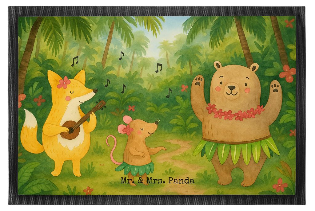 Mr. & Mrs. Panda Schmutzmatte Waldtiere Aloha Design 50 x 75 cm - Weiß - Geschenk, Lustige Sprüche, Bär, Gummi-Fußmatte, Bodenvorleger, Musik, ...