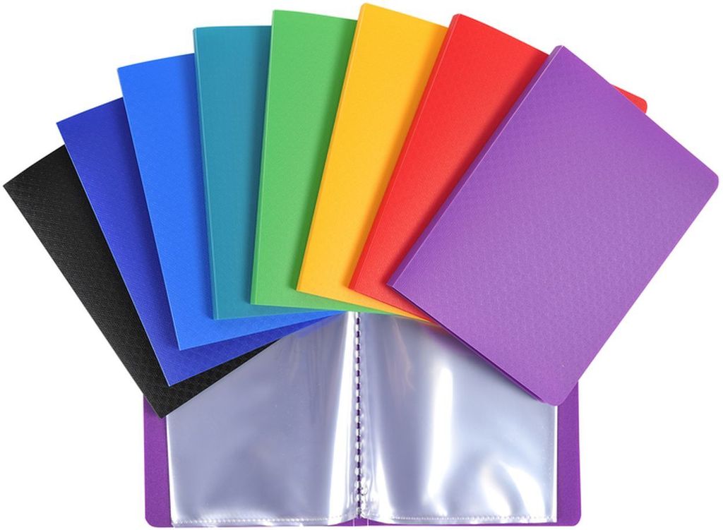 A fan of colorful document folders is displayed on a white background.