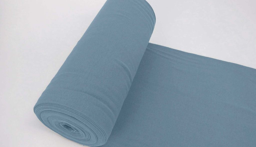 Bündchenstoff LUC Jeansblau, Uni 270 g/m², Strickschlauch glatt/fein, 35 cm breiter Schlauch, 25 cm lang, Meterware
