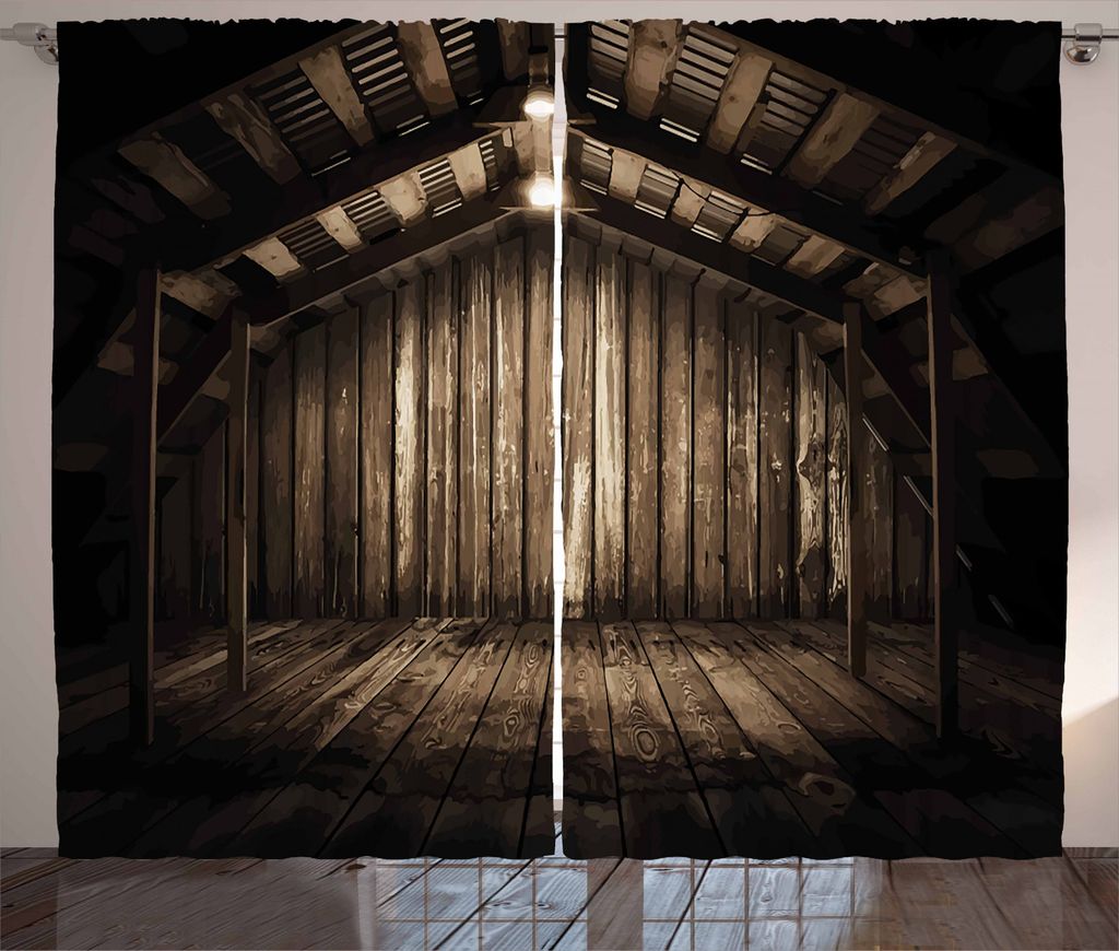 ABAKUHAUS Rustikal Rustikaler Vorhang, Holzhaus, Wohnzimmer Universalband Gardinen mit Schlaufen und Haken, 280 x 245 cm, Braun Dunkelbraun