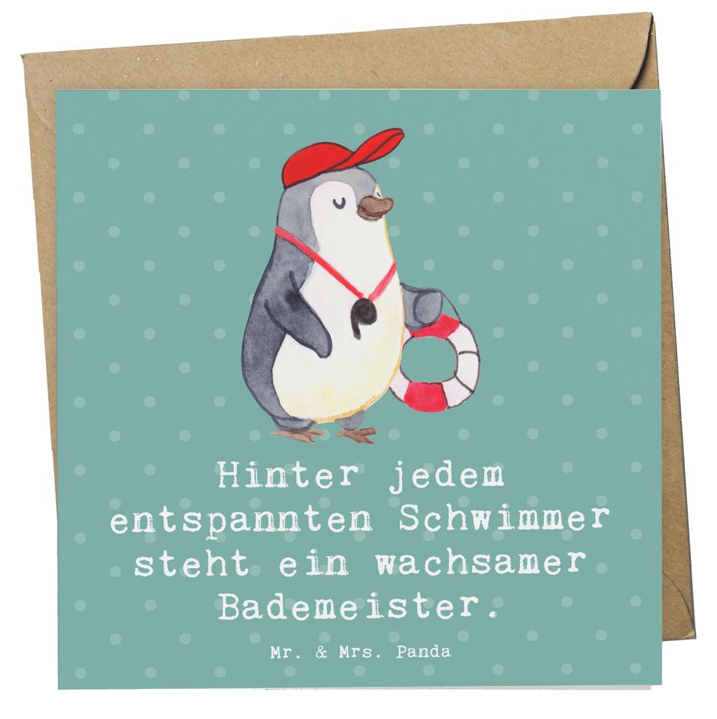 Mr. & Mrs. Panda Klappkarte Bademeister schützend - Meeresbrise - Geschenk, Grußkarte, anlasskarte, Beruf, Berufspassion, Meer, Glückwunschkarte...