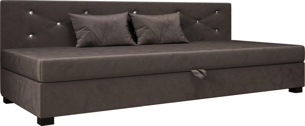 AURA SOFA Boxspringbett OLET BIZ 90x195 Komplett-Set mit Bonell Matratze, Polsterbett mit Bettkästen - Dunkles Braun, MONOLITH 15