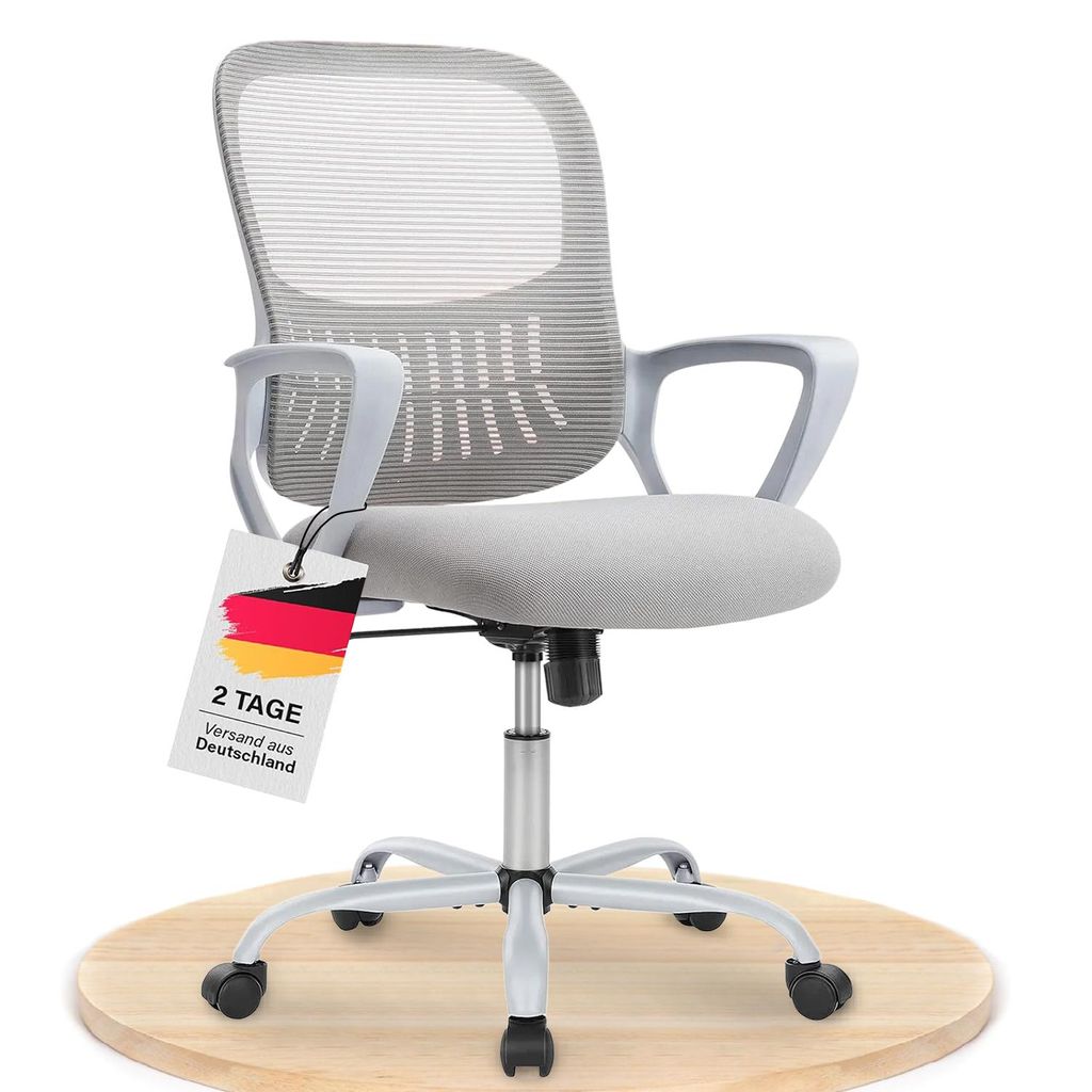 Bürostuhl Ergonomisch, Schreibtischstuhl mit Lendenwirbelstütze, Verstellbaren Armlehnen Bürostühle, Höhenverstellbarer office chair, Drehstuhl