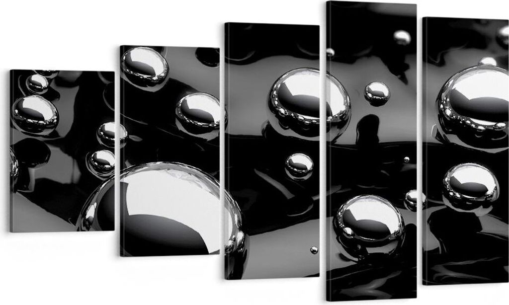 Bild auf Leinwand - Leinwandbild - Chrom Metall Reflexion - 100x60cm - Wand Bild - Wanddeko - Leinwanddruck - Bilder - Kunstdruck - Wanddekoration ...