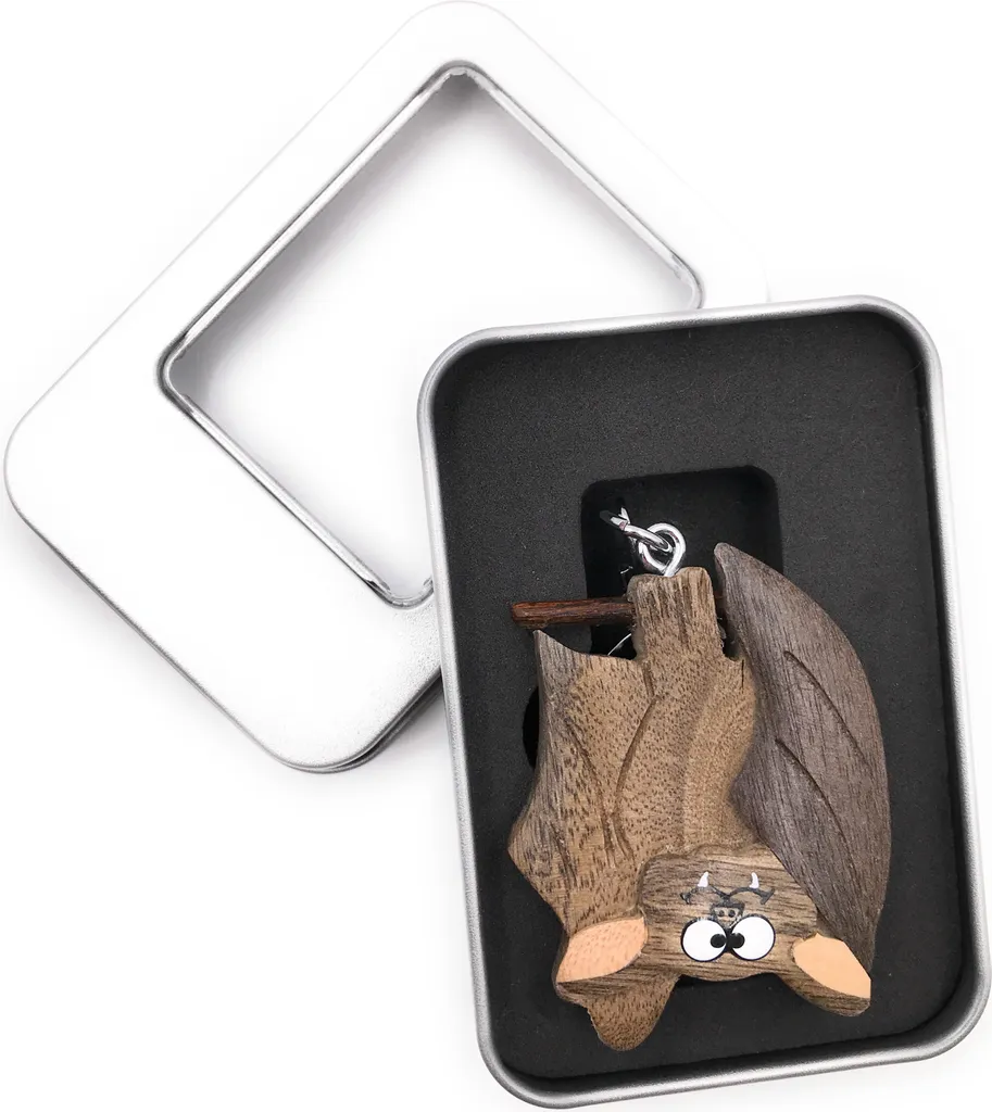 Ciondolo Pipistrello Legno Vampiro Halloween Portachiavi Elegante Regalo