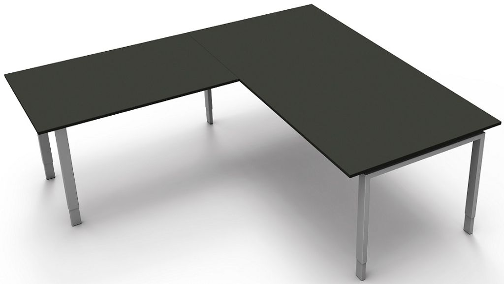 Kerkmann Schreibtisch Besprechungstisch 4170 Form 5 200x100x68-82 cm Vierfuß-Gestell höhenverstellbar mit Anbautisch Anthrazit