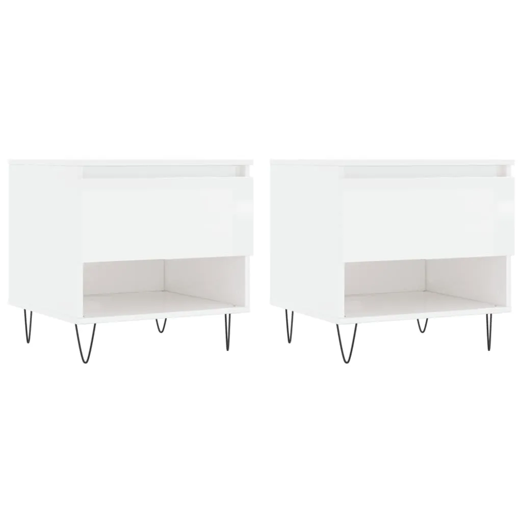 Set 2 Tavolini da Caffè SYFAX™ Legno Bianco Lucido 50x46x50 cm