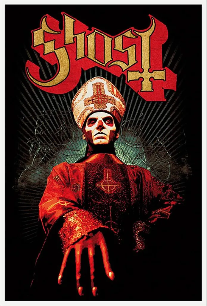 Poster Ghost Papa Emeritus encadré blanc Shinsuke maxi format 61x91