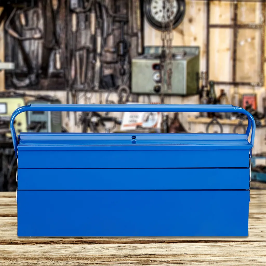 Relaxdays Mallette à outils vide bleu - Coffret de rangement robuste - 2