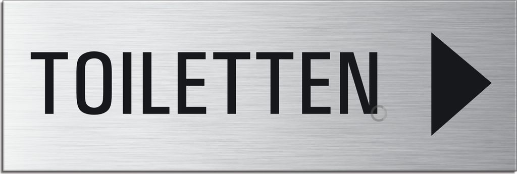 Schild - Toiletten rechts | Türschild 240 x 80 mm Aluminium selbstklebend