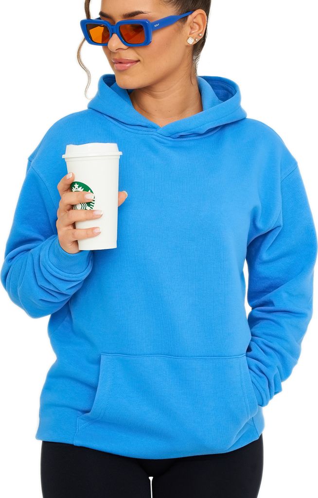 DAILY Baumwolle Damen Kapuzenpullover Unifarben im Oversize Schnitt - Kapuzenpullover Loose-Fit Damen Basic Oversized Kapuzensweatshirt Raglan Kapu...