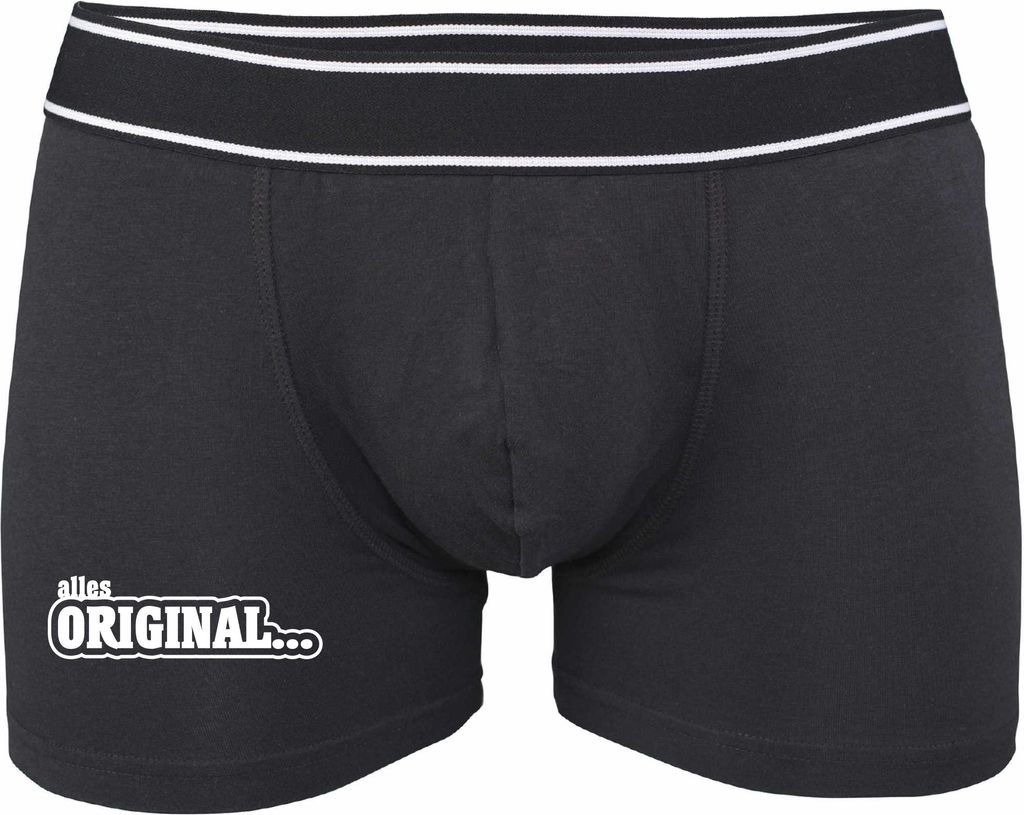 Boxershorts - Mann - Boxer-0038-man-black-v-L - schwarz - L - vorn - Alles Original - lustiges Motiv - Spruch - Unterwäsche - Unterhose - Freizeit...
