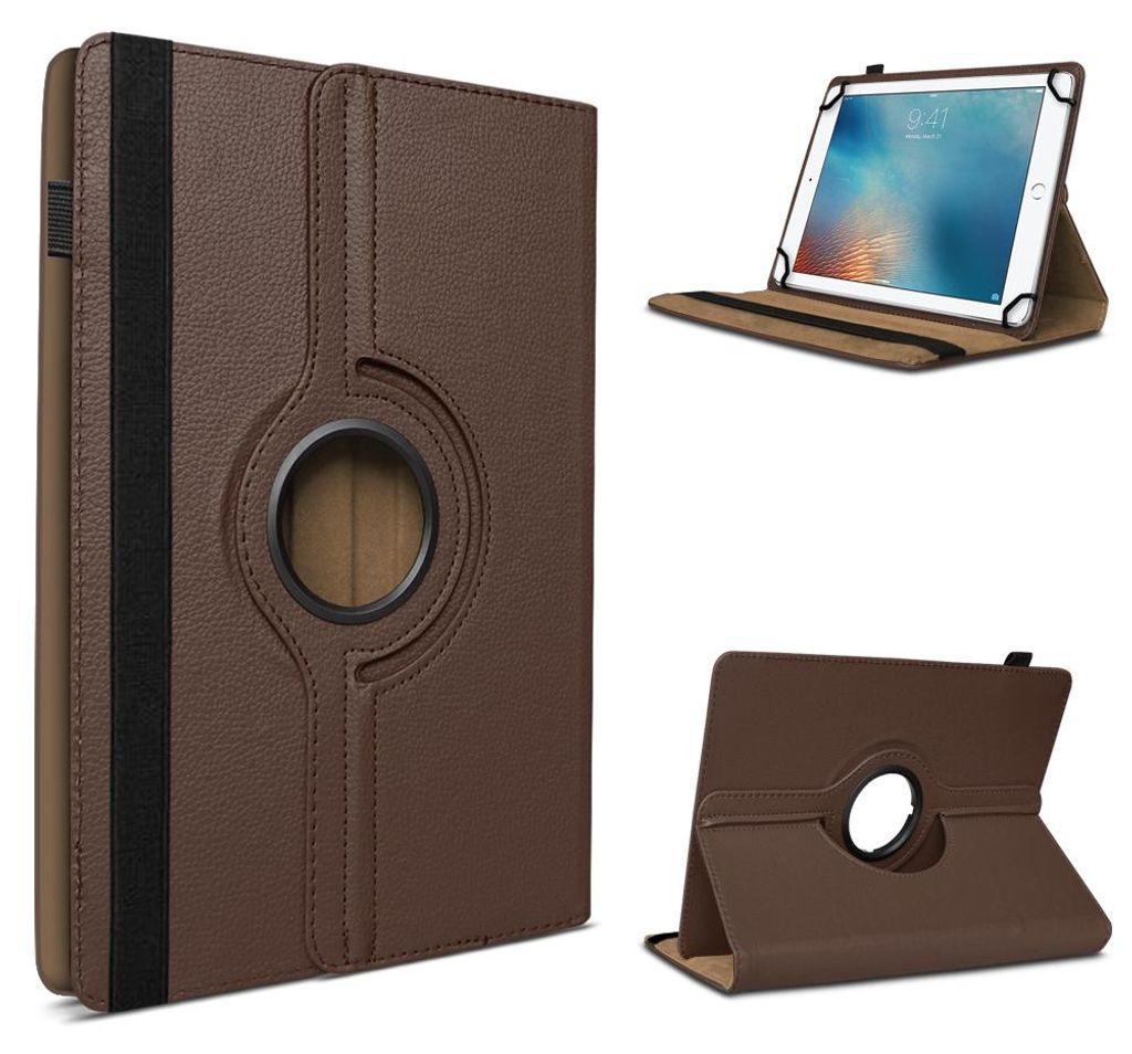 Tablet Hülle für Doogee U9 U10 U11 /Pro Tasche Schutzhülle Case 360 Grad DrehbarFarbe 360 Uni:Braun