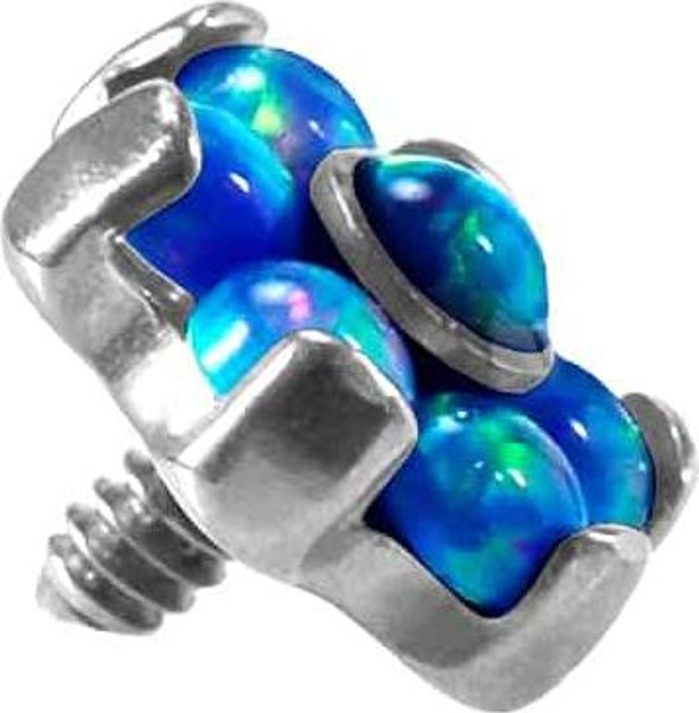 Titan Schraubaufsatz mit Außengewinde BLUME MIT 7 SYNTHETISCHEN OPALEN