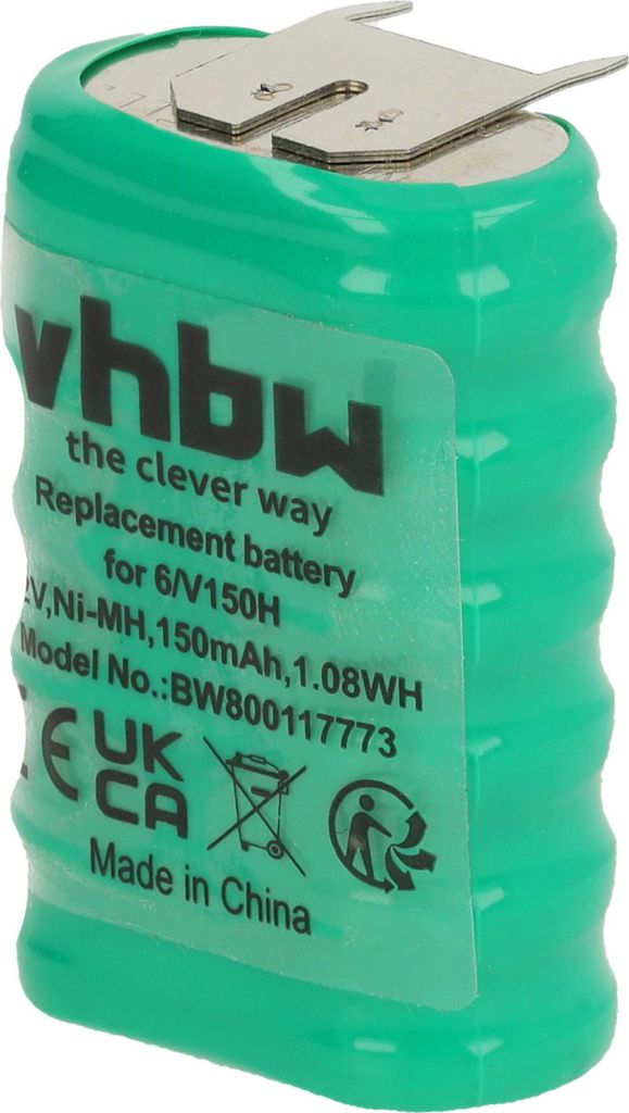 vhbw NiMH Ersatz Knopfzellen-Akku Typ 6/V150H 3-Pins 150mAh 7,2V kompatibel mit Modellbau-Akkus, Solar-Leuchten uvm.